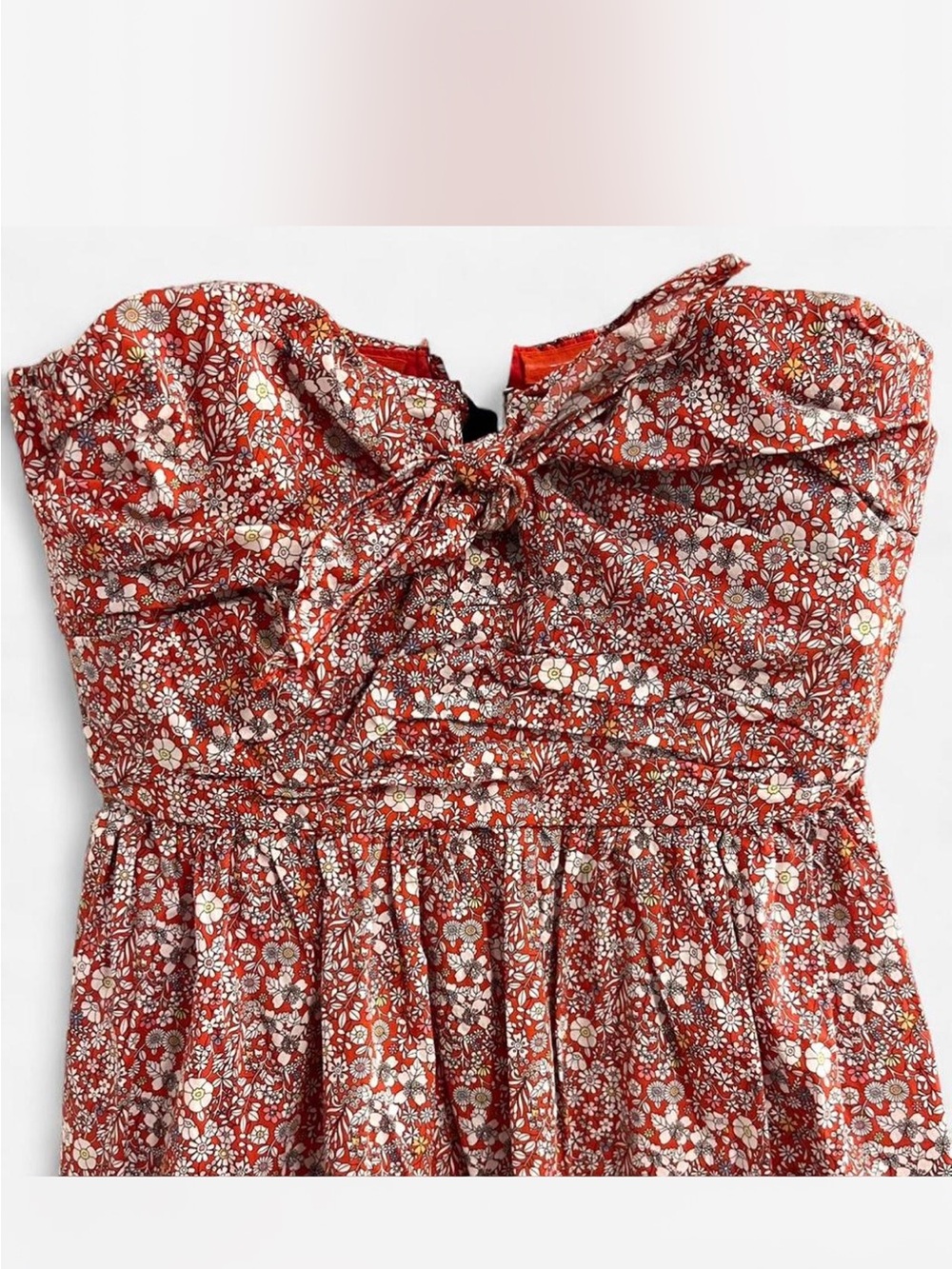 J. Crew Floral Liberty Tie Front Strapless Sweetheart Dress - Picture 8 of 14